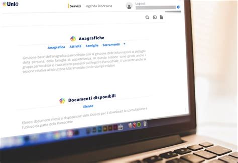 Interfaccia utente della piattaforma UniO per la gestione anagrafica e sacramentale