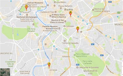 Map showing the four Papal Basilicas in Rome