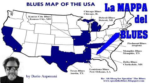 Mappa delle origini del Blues negli Stati Uniti