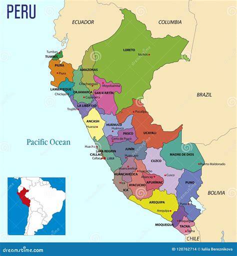 Mappa del Perù con evidenziate le regioni di Trujillo e Lima