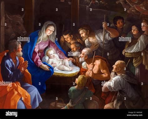Rappresentazione artistica della Natività con angeli e pastori
