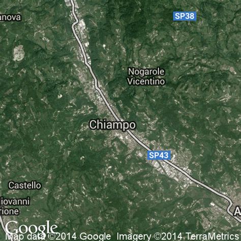 Mappa dell'area intorno a Chiampo con evidenziati punti di interesse e possibili alloggi