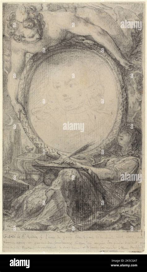 Illustrazione allegorica di una figura spirituale che osserva eventi futuri in un globo luminoso