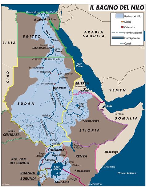 Mappa storica del bacino del Nilo Bianco con l'indicazione delle stazioni missionarie e delle zone abitate dai popoli Dinka