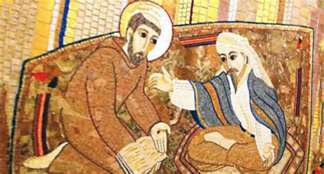Rappresentazione artistica di San Francesco che incontra il Sultano