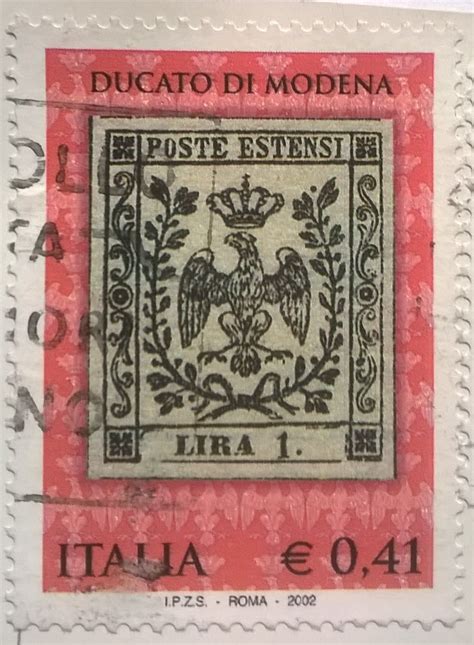 Esemplare di francobollo del Ducato di Modena con annullo del Governo Provvisorio
