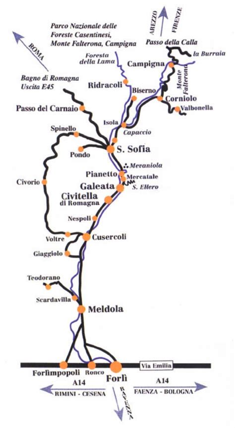 Mappa del Vicariato di Val Bidente con evidenziata S. Sofia