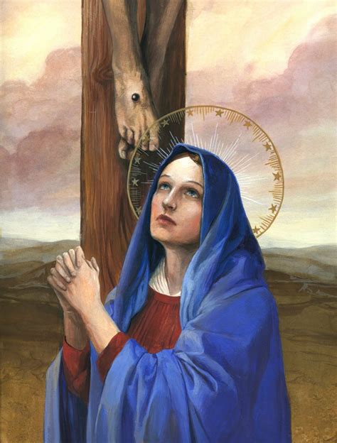 Icona della Madonna Addolorata ai piedi della croce con l'Eucaristia
