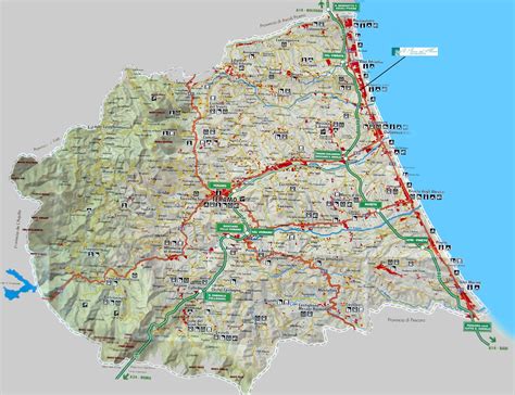Mappa della provincia di Teramo con evidenziate le Gole del Salinello e Civitella del Tronto