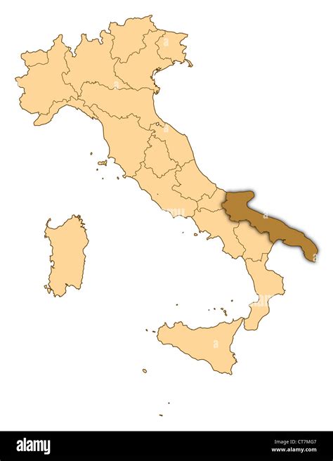 Mappa dell'Italia meridionale con evidenziata la regione di Lesina