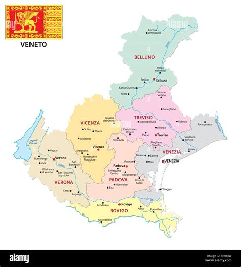 Mappa della regione del Veneto con Santa Giustina in Colle evidenziata
