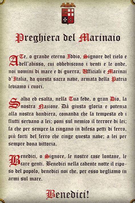 Manoscritto storico della Preghiera del Marinaio
