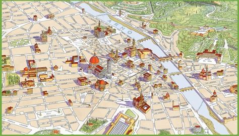 Mappa storica del centro di Firenze con evidenziata la Basilica di San Lorenzo