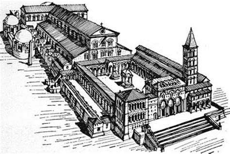 Ricostruzione grafica della chiesa di S. Nicola de Calcarario nel Medioevo