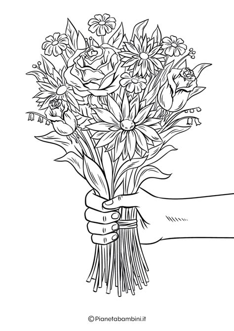 Disegno di bambini che offrono fiori alla Madonna