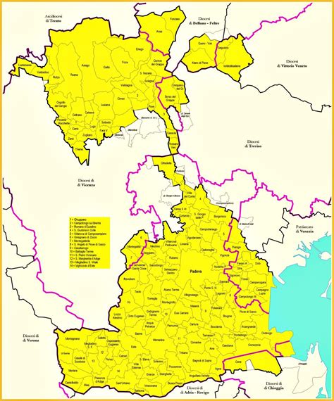 Mappa della Diocesi di Conversano-Monopoli con evidenziate le parrocchie