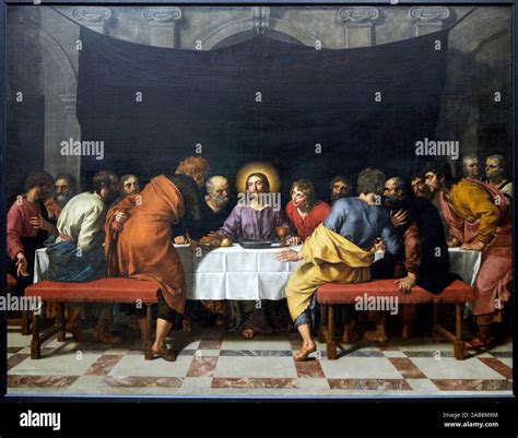Dipinto dell'Ultima Cena con Gesù che spezza il pane e i discepoli attorno