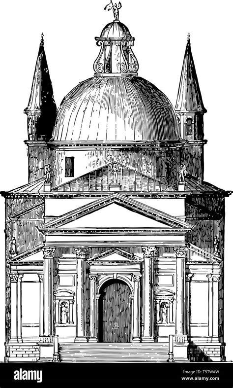 Disegno o incisione d'epoca della Chiesa del Redentore di Palladio