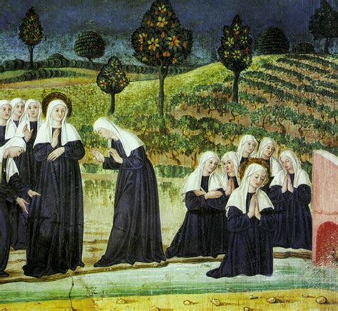 Illustrazione di monache nel monastero