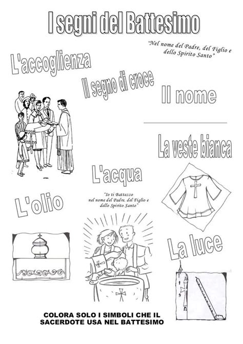 Disegni da colorare con i simboli del Battesimo per bambini