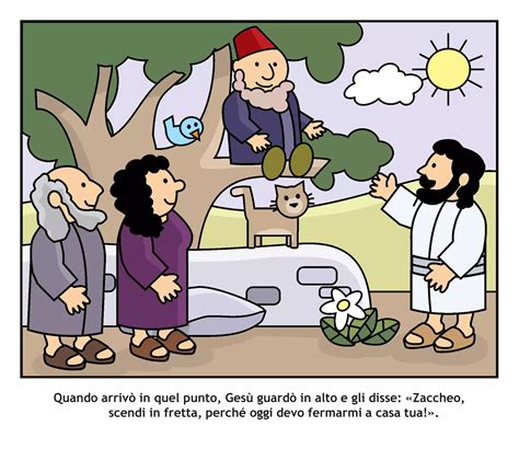 illustrazione di Gesù che parla con Zaccheo sull'albero