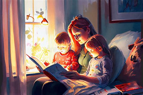 Donna che legge un libro aperto, illuminata da una candela, con una bambina accanto.