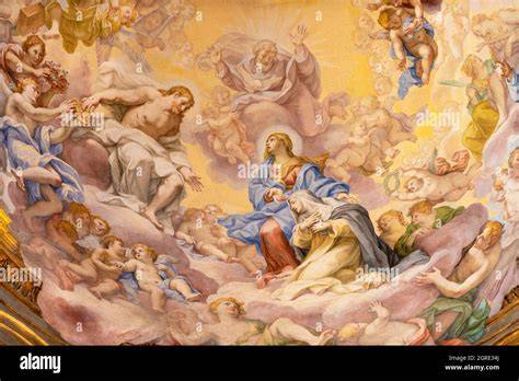 Affresco della Gloria di Santa Caterina, fissato su supporto incannicciato, di Lorenzo Castellotti al termine degli interventi di restauro