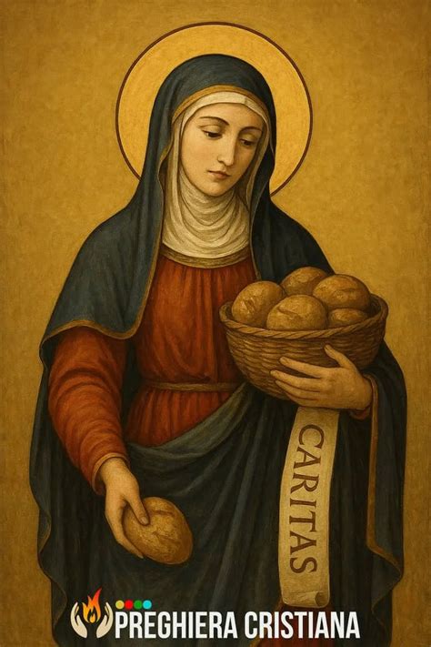 Ritratto iconografico di Santa Elisabetta d’Ungheria con i simboli della carità e del pane trasformato in rose