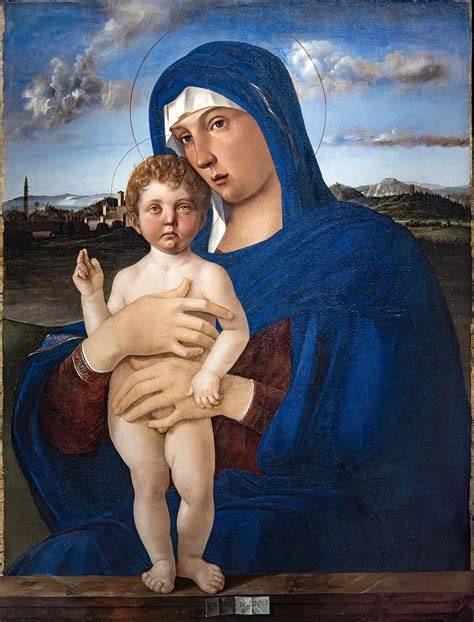 Dettaglio della Madonna col Bambino di Giovanni Bellini conservata nel Santuario