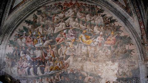 Affresco della Madonna con santi cistercensi nell'Abbazia di Chiaravalle