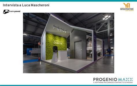 Illustrazione di uno stand fieristico personalizzato e di un palco per eventi