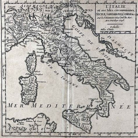 Antica carta geografica dell'Italia rinascimentale