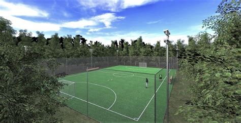 rendering di un campo da calcetto moderno