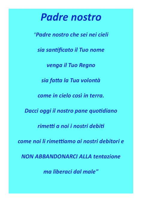 Infografica: Confronto tra le traduzioni del Padre Nostro (