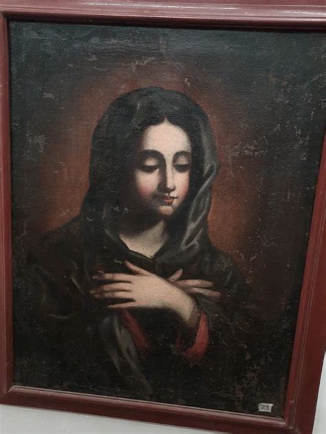 Dipinto di Trento Longaretti raffigurante la Madonna e pellegrini