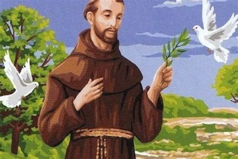 illustrazione di San Francesco d'Assisi con i suoi frati e i poveri