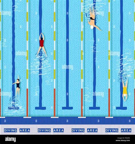Illustrazione di una piscina pubblica moderna