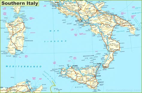 Mappa dell'Italia meridionale con Capracotta evidenziata