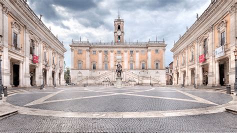 Schema del progetto di Piazza del Campidoglio con evidenziazione degli interventi di Della Porta