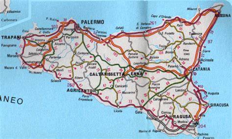 Mappa della Sicilia con evidenziate le località dei riti pasquali