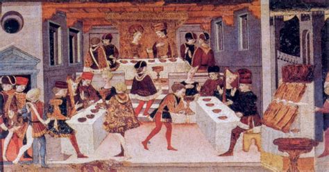 illustrazione di piatti medievali o taverna medievale