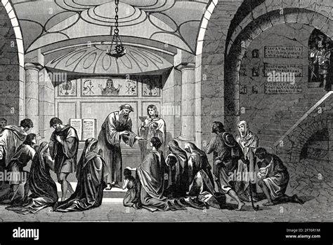 illustrazione dei primi cristiani che spezzano il pane insieme nelle case