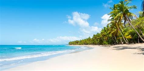 Spiaggia di sabbia bianca ai Caraibi con mare cristallino