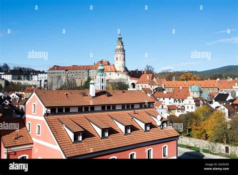 Vista panoramica di Český Krumlov dalla torre della Cattedrale di San Vito