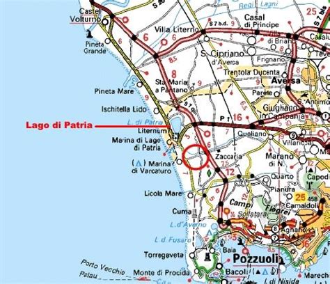 Mappa di Giugliano in Campania con indicazione del Lago di Patria e del litorale
