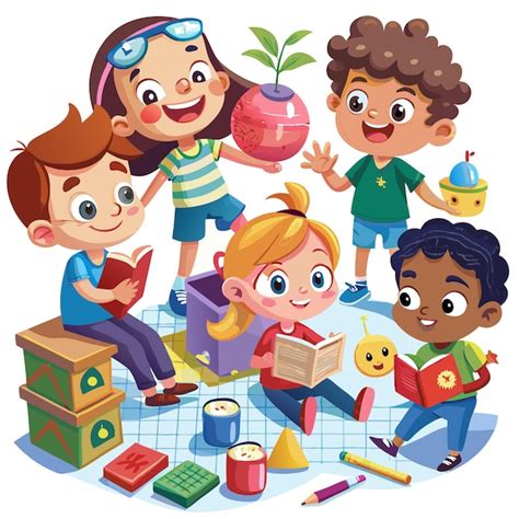 Illustrazione colorata di bambini che giocano mentre imparano storie bibliche