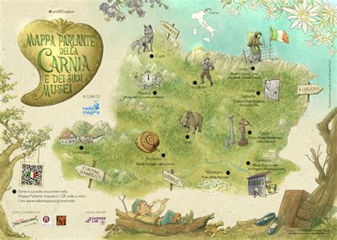 Mappa della Carnia con punti che indicano la presenza di croci e edicole votive