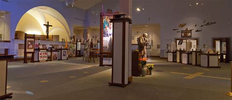 Interior of the Padre Pio Museum showing artifacts or documents