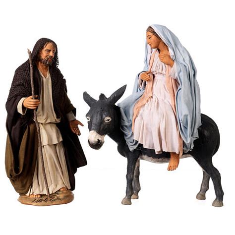 Foto di un set presepe in resina da 65 cm con Maria, Giuseppe e Gesù Bambino