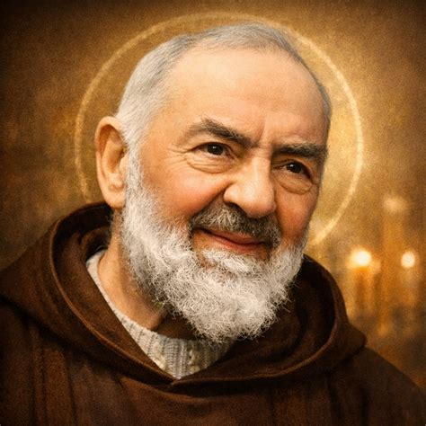 Un'illustrazione che raffigura Padre Pio in preghiera, con raggi di luce che scendono dal cielo, simboleggiando il dono divino.